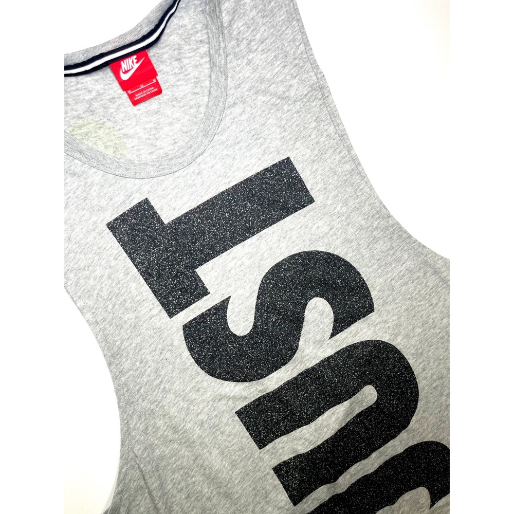 Nike Just Do It Muscle Tank Top Gray Glitter Graphic Fitness Gym Medium 0246
